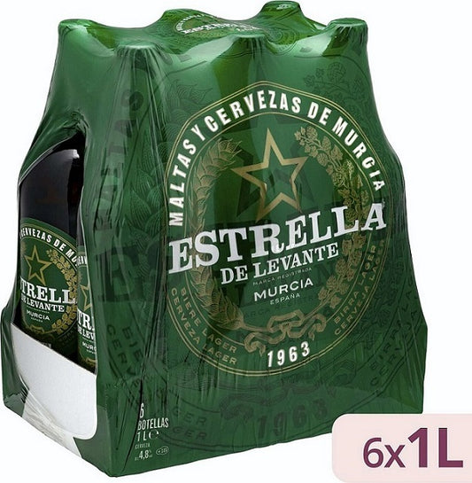 ESTRELLA DE LEVANTE Cerveza Botella 1L Pack 6