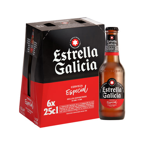 ESTRELLA GALICIA Especial Cervezas pack de 6 botellines de 25 cl.