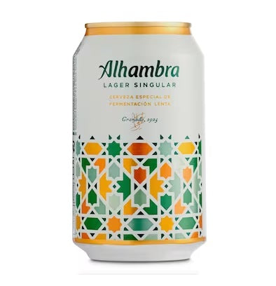 Cerveza lager singular Alhambra lata 33 cl