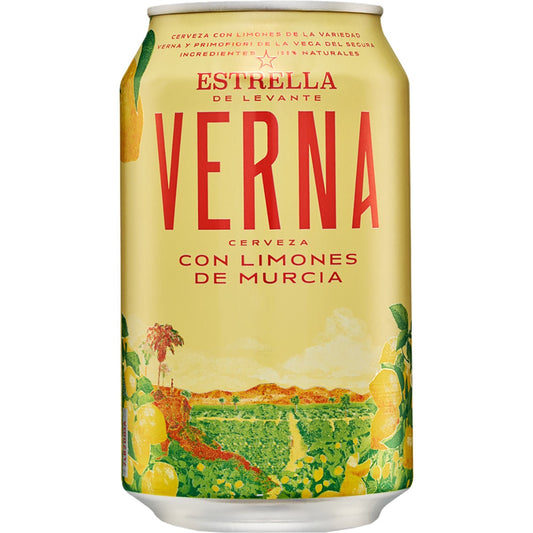 ESTRELLA LEVANTE Cerveza rubia Verna con limones de Murcia lata 33 cl