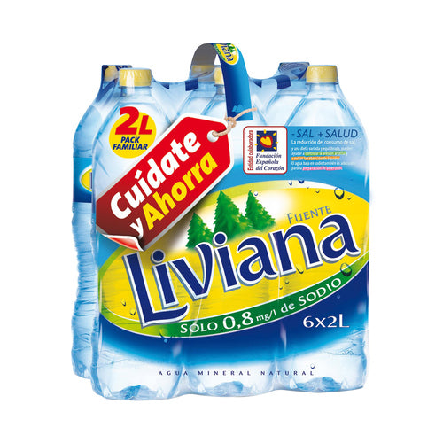 FUENTE LIVIANA Agua mineral botella de 2 litros pack de 6 uds.