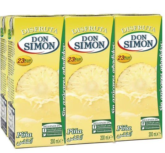 Don Simon Bebida de zumo de piña a partir de concentrado sin azúcares añadidos, Pack 6 briks 200 ml