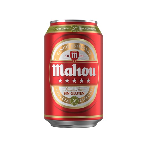 MAHOU Cerveza sin gluten lata de 33 cl.
