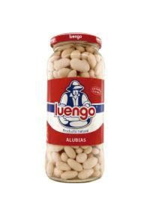 LUENGO Alubia blanca cocida en frasco de 400 g.