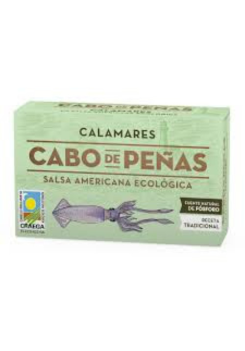 CABO DE PEÑAS Calamares en aceite de oliva con salsa América ecológico CABO DE PEÑAS 65 g.