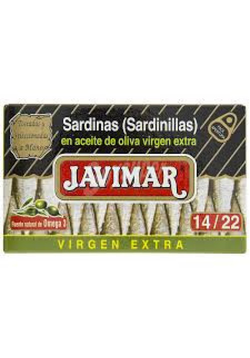 JAVIMAR Sardinillas en aceite de oliva virgen extra lata de 120 g.