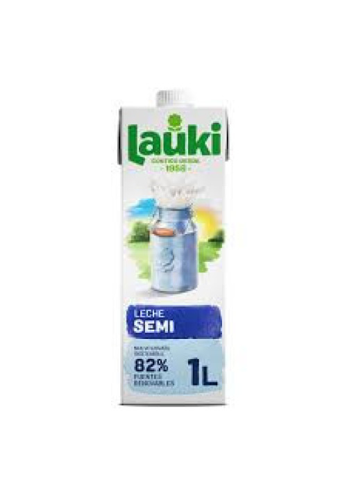 LAUKI Leche semidesnatada de vaca, de origen 100% español 1l.