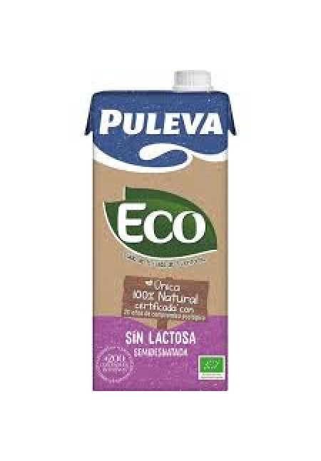 PULEVA Leche semidesnatada ecológica de vaca, sin lactosa ECO 1 l.