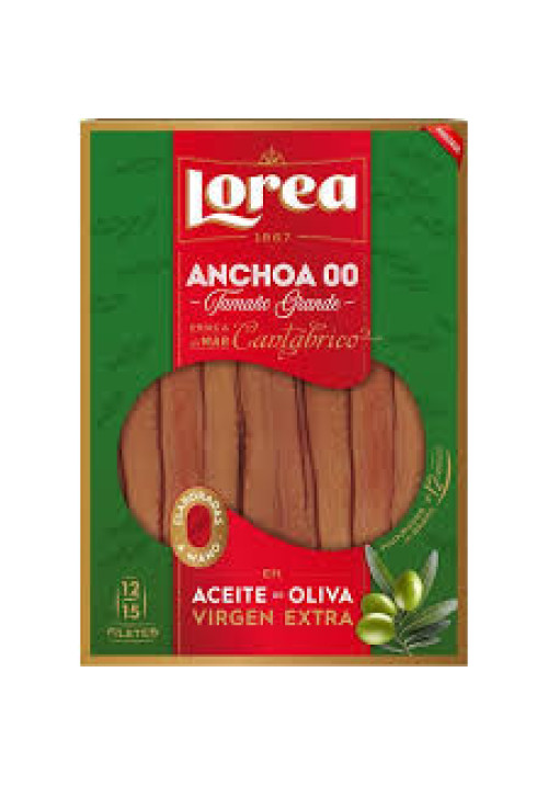 LOREA Filetes de anchoa del Cantábrico en aceite de oliva virgen LOREA 100 g.