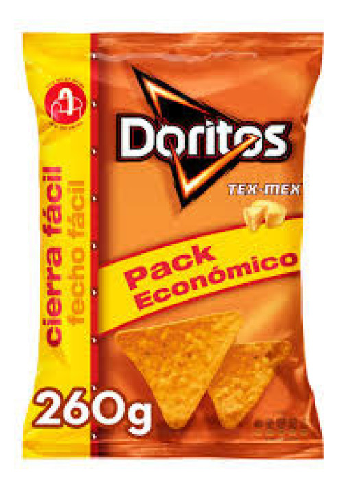 DORITOS Nachos de maíz con sabor a queso DORITOS Tex Mex bolsa de 260 g.