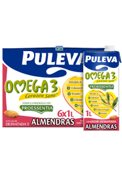 PULEVA Preaprado lacteo desnatado, enriquecido con almendras, ácido oleico y Omega 3 Omega 6 x 1l.