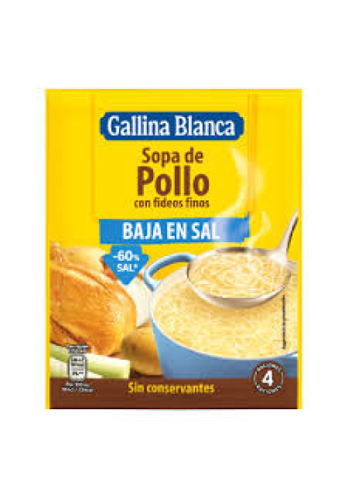 GALLINA BLANCA Sopa de pollo con fideos (bajo contenido en sal) sobre de 35 g.