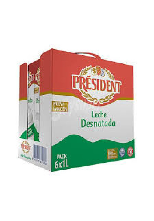 PRÉSIDENT Leche desnatada de vaca de origen 100% español 6 x 1 l.