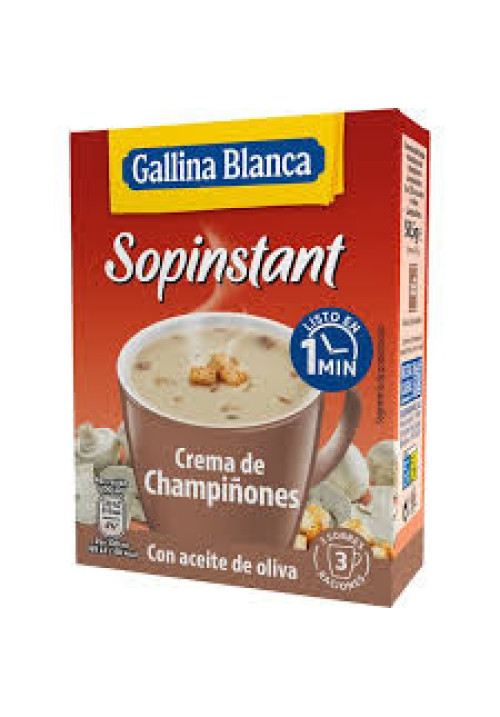 GALLINA BLANCA Sopinstant Crema de champiñones con picatostes 3 uds. 19,5 g.