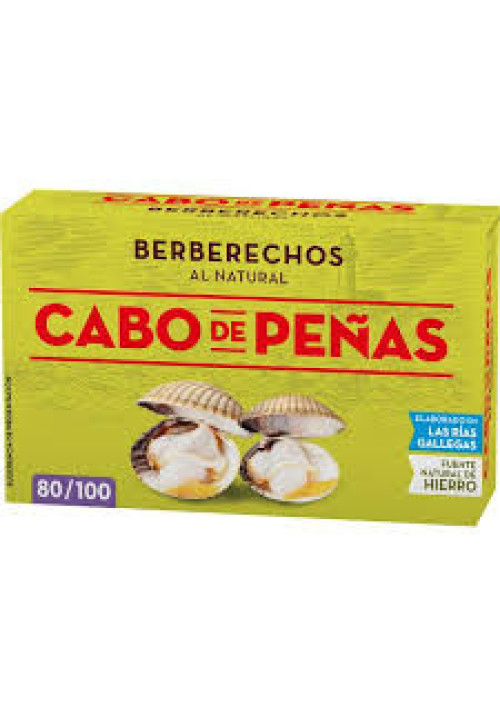 CABO DE PEÑAS Berberechos al natural, lata de 63 g.