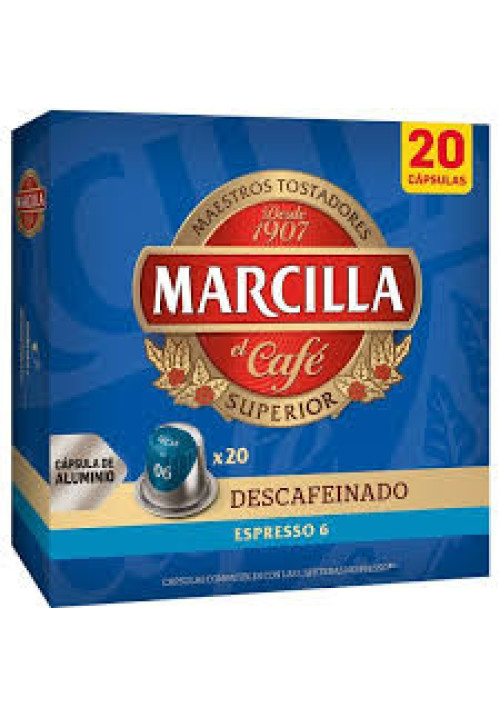 MARCILLA Café en cápsulas espresso descafeinado I6, 20 uds.