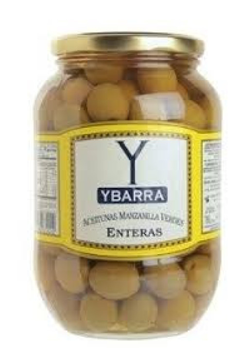 YBARRA Aceitunas verdes manzanilla con hueso YBARRA bote de 500 g.