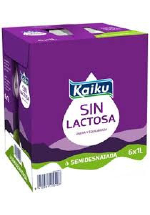 KAIKU Leche semidesnatada de vaca, sin lactosa 6 x 1l.