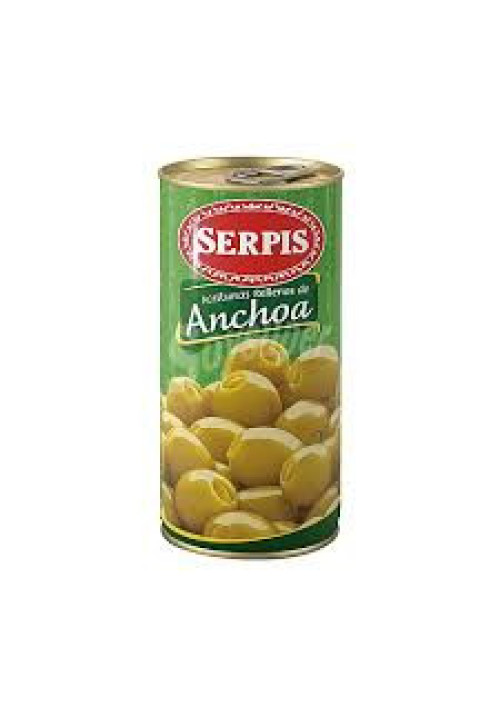 SERPIS Aceitunas verdes manzanilla rellenas de anchoa SERPIS 3 uds x 50 g.