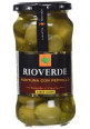 RIOVERDE Aceitunas gordal con pepinillos en frasco de 180 g.