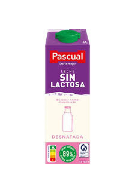 PASCUAL Leche de vaca desnatada y sin lactosa 1 l.