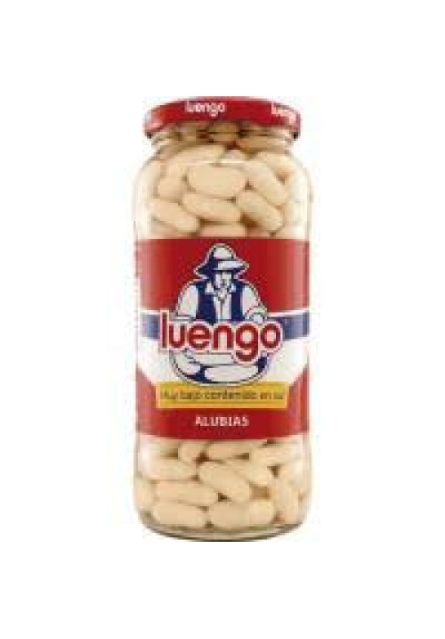 LUENGO Alubia cocida blanca con un bajo contenido en sal, en frasco de 400 g.