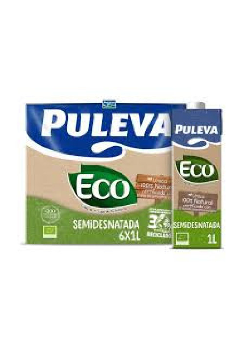 PULEVA Leche semidesnatada de vacas con alimentación ecológica Eco 6 x 1 l.