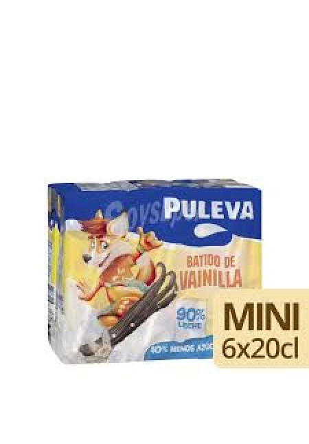 PULEVA Batido con sabor a vainilla, elaborado con un 90% de leche PULEVA 6 x 200 ml.