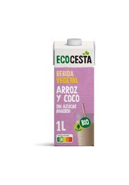 ECOCESTA Bebida vegetal de arroz y coco ecológicos, sin azúcares añadidos 1 l.