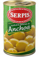 SERPIS Aceitunas verdes manzanilla rellenas de anchoa SERPIS lata de 170 g.