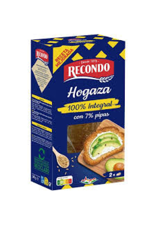 RECONDO Pan tostado hogaza (100% integral) con 7% de pipas 240 g.