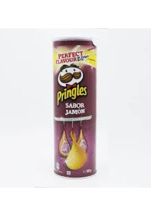 PRINGLES Patatas con forma de teja y sabor a jamón PRINGLES bote de 165 g.