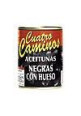 CUATRO CAMINOS Aceitunas negras enteras (con hueso) CUATRO CAMINOS 150 g.