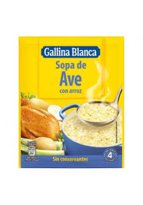 GALLINA BLANCA Sopa de ave con arroz sobre de 80 g.