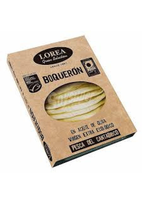 LOREA Boquerones del Cantábrico en aceite de oliva virgen extra Green Selection MSC Ecológico (Pesca sostenible certificada) LOREA 75 g.