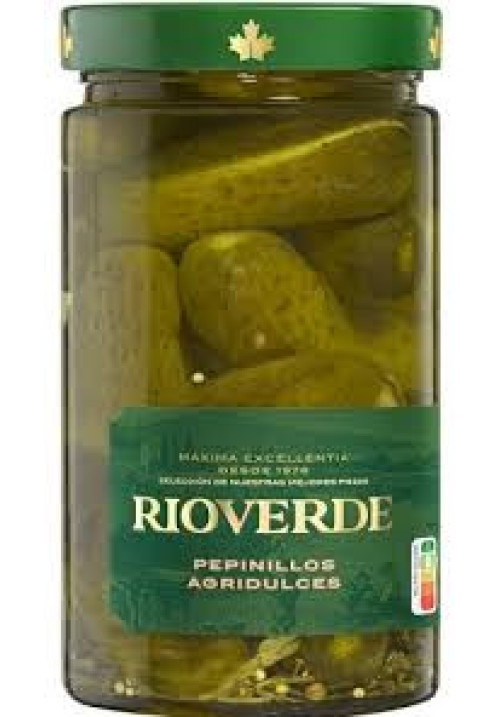 RIOVERDE Pepinillos grandes agridulces frasco de 380 g.