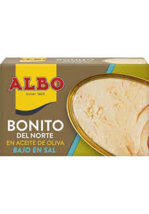 ALBO Bonito del norte en aceite de oliva con contenido reducido en sal lata de 82 g.