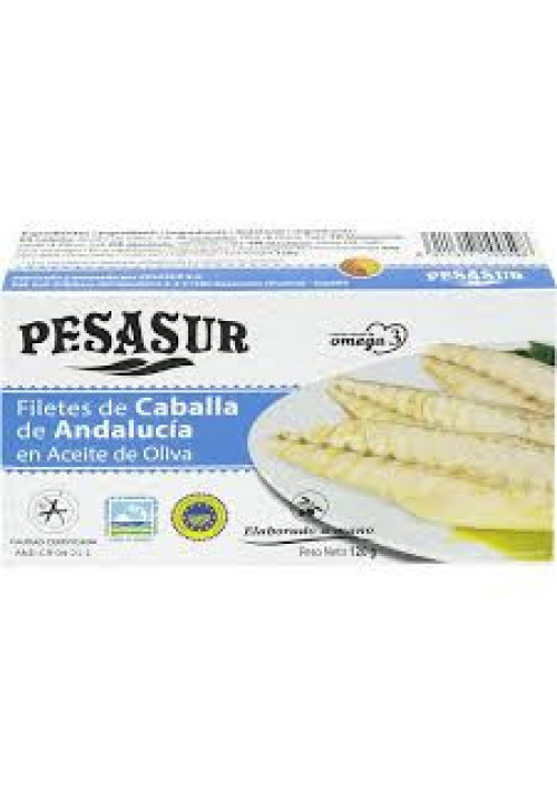 PESASUR Filetes de caballa de Andalucía en aceite de oliva 80 g.