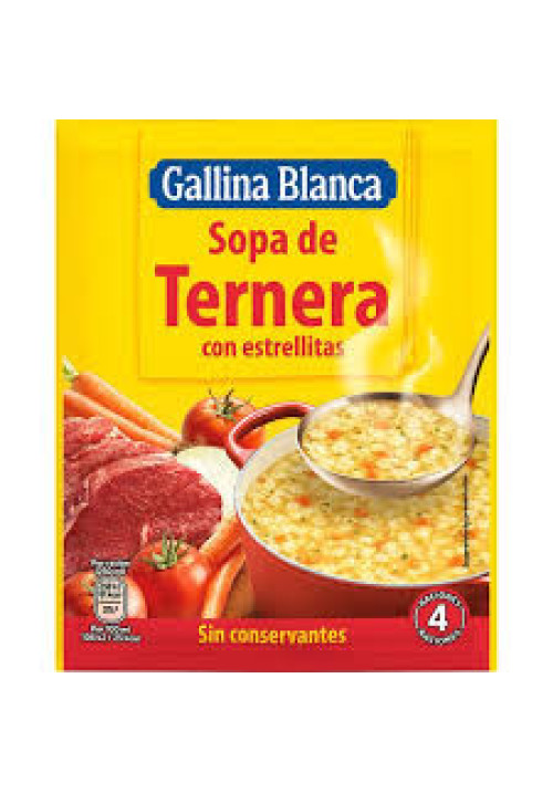 GALLINA BLANCA Sopa de ternera con estrellitas sobre de 74 g.