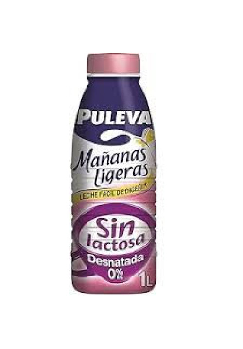 PULEVA Leche desnatada (0% materia grasa) de vaca, sin lactosa Mañanas ligeras 1 l.