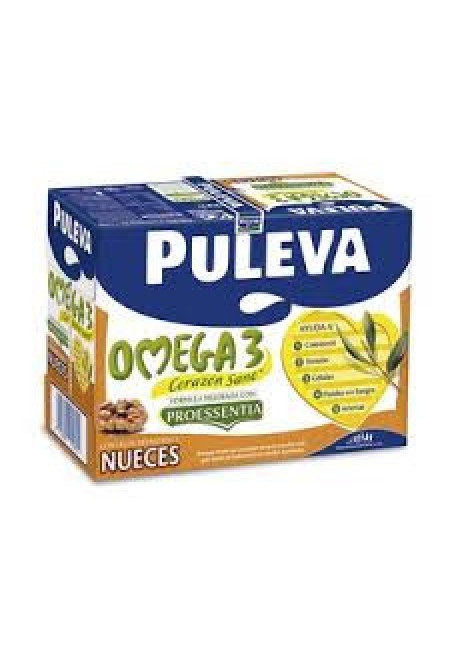 PULEVA Omega 3 Preparado lácteo desnatado, enriquecido con nueces, ácido oleico y Omega 3 6 x 1l.