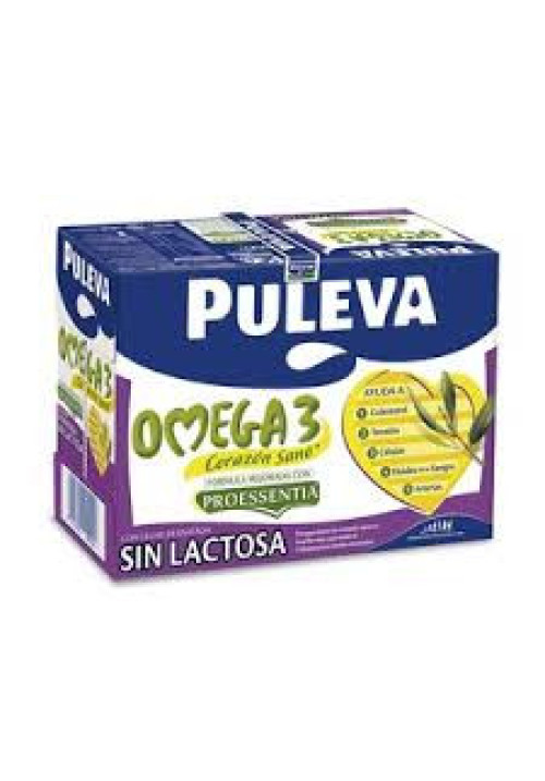 PULEVA Omega 3 Preparado lacteo desnatado, sin lactosa y enriquecido con ácido oleico y Omega 3 6 x 1l.