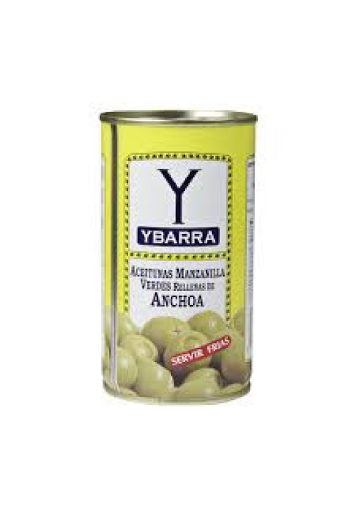 YBARRA Aceitunas verdes manzanilla rellenas de anchoa YBARRA lata de 150 g.