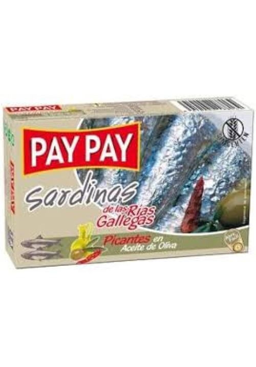 PAY PAY Sardinas picantes en aceite de oliva lata de 88 g.