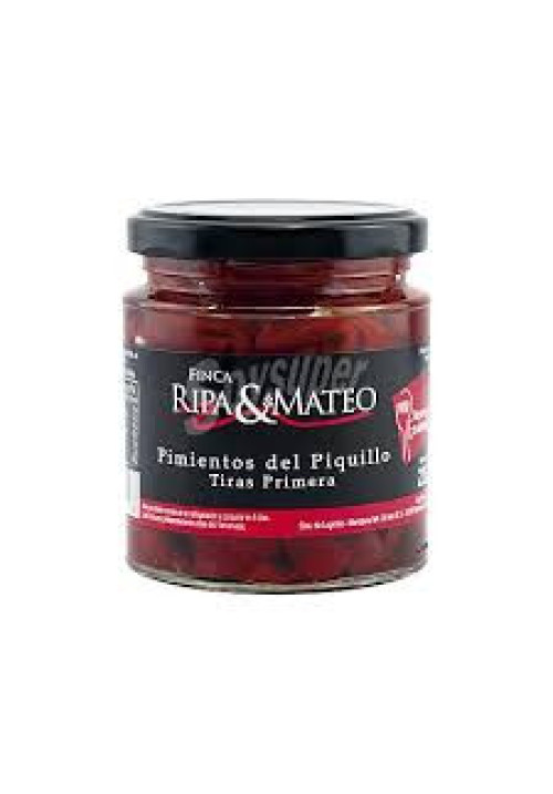 FINCA RIPA & MATEO Pimientos del Piquillo en tiras frasco de 210 g.