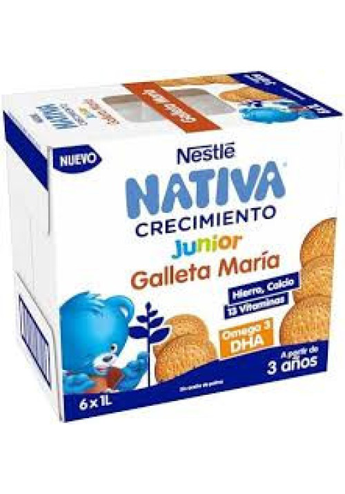 NESTLÉ Leche de crecimiento con galleta Maria a partir de 3 años NESTLÉ Junior 6 x 1l.