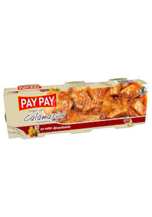 PAY PAY Calamares en trozo con salsa americana lata pack de 3 uds. de 55 g.