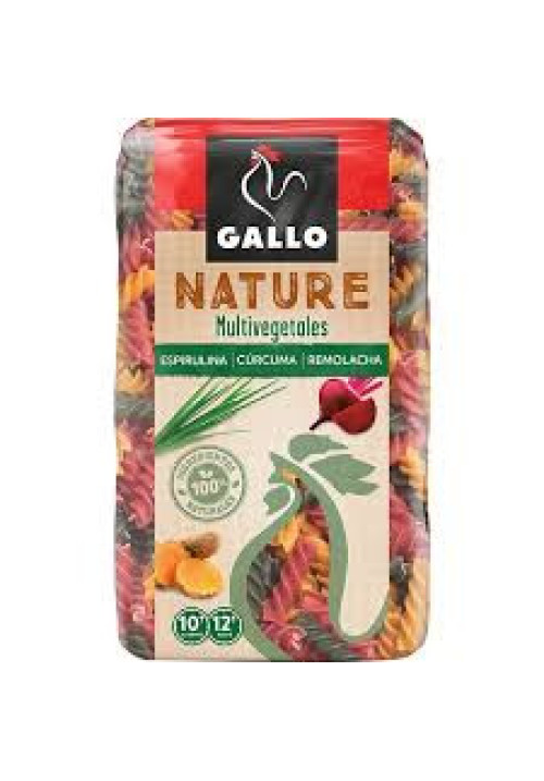 GALLO Pasta hélices multivegetales (cúrcuma, espirulina, remolacha) GALLO NATURE 400 g.