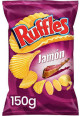 RUFFLES Patatas fritas onduladas con sabor a jamón RUFFLES bolsa de 295 g.