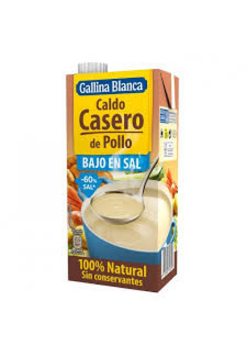 GALLINA BLANCA Caldo de pollo bajo en sal brik de 1 l.